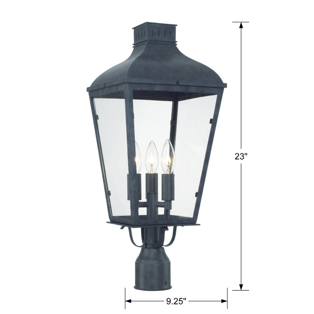 ##Antique Hardware## Dumont 3 Light Graphite Outdoor Post