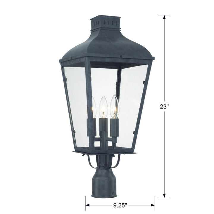 ##Antique Hardware## Dumont 3 Light Graphite Outdoor Post
