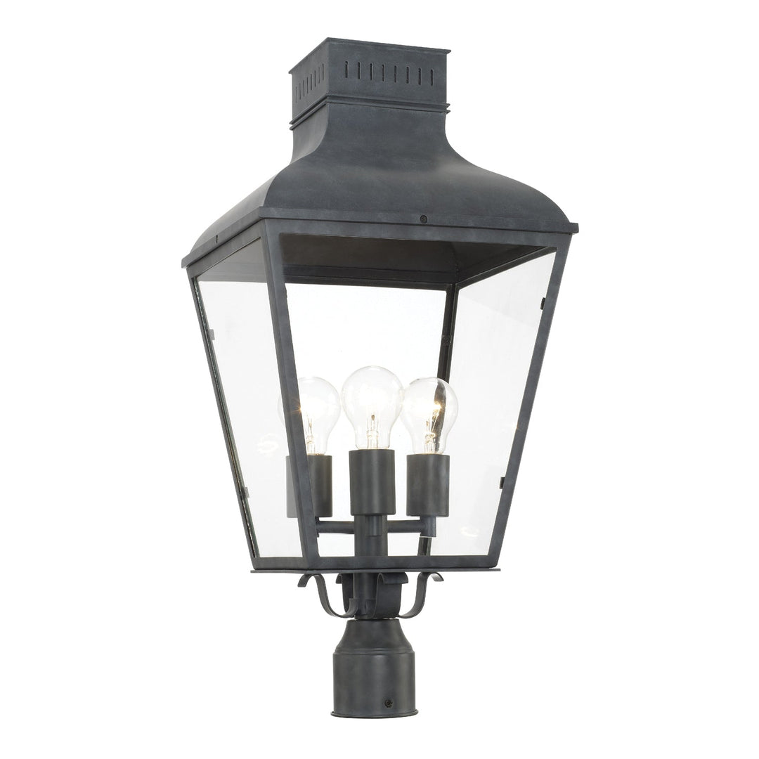##Antique Hardware## Dumont 3 Light Graphite Outdoor Post