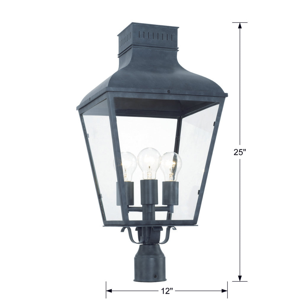 ##Antique Hardware## Dumont 3 Light Graphite Outdoor Post