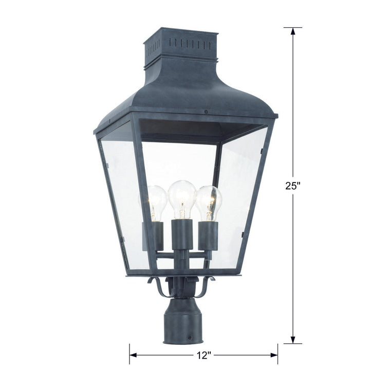 ##Antique Hardware## Dumont 3 Light Graphite Outdoor Post