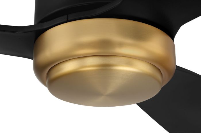 ##Antique Hardware## 52" Donovan, Flat Black/Satin Brass finish, Flat black Blades, Light kit Included (Optional)