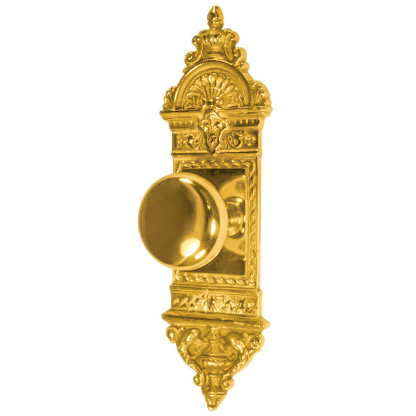 L'Enfant Small Backplate Door Set with Round Brass Door Knobs (Several Finishes Available)