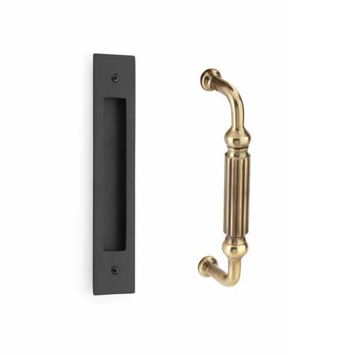 ##Antique Hardware## 10 Inch Solid Brass Modern Rectangular Knoxville Door Pull Set