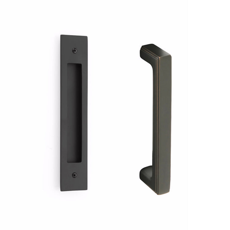 ##Antique Hardware## 10 Inch Solid Brass Modern Rectangular Wilshire Door Pull Set