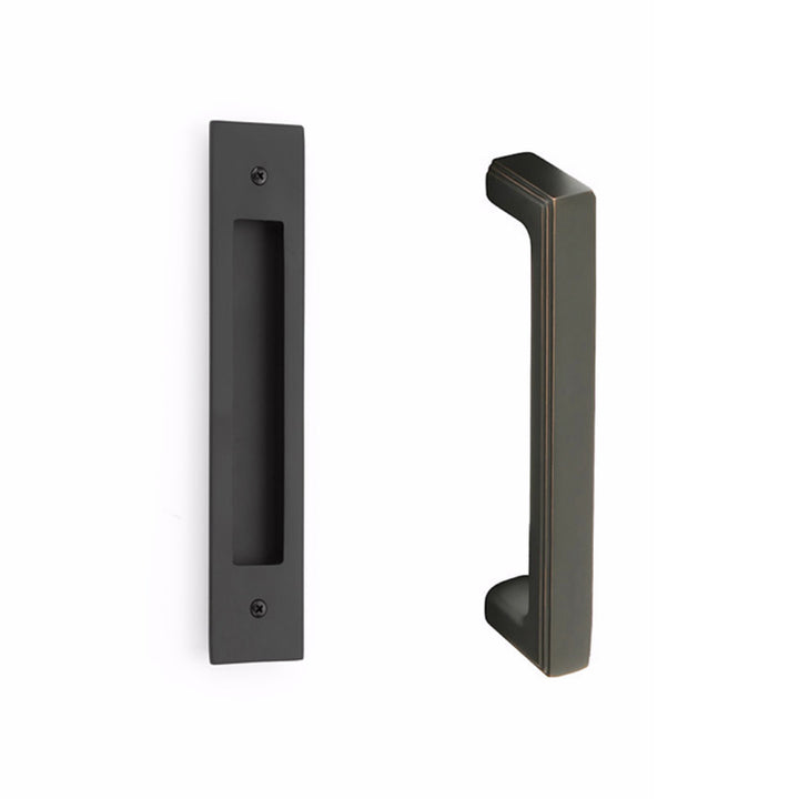 ##Antique Hardware## 10 Inch Solid Brass Modern Rectangular Wilshire Door Pull Set