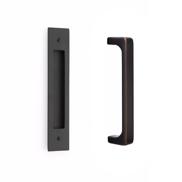 ##Antique Hardware## 10 Inch Solid Brass Modern Rectangular Baden Door Pull Set