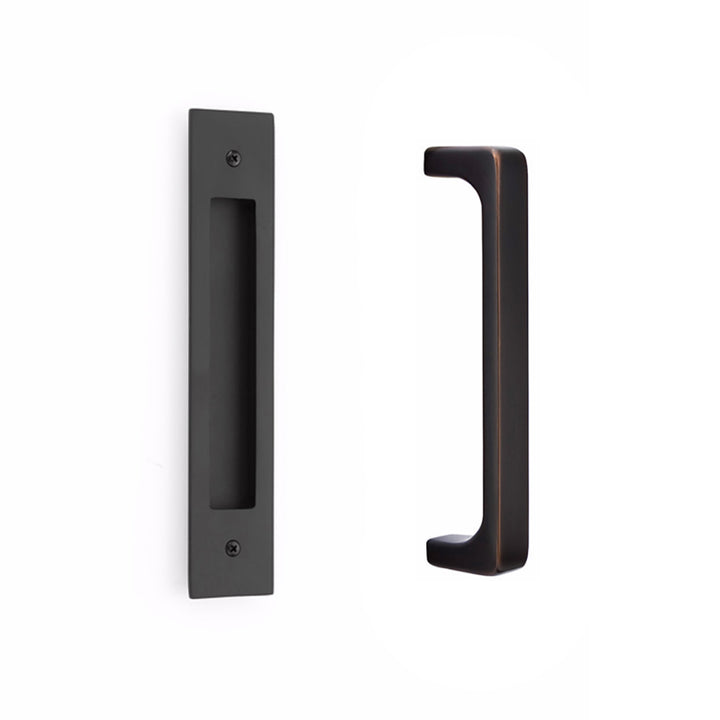 ##Antique Hardware## 10 Inch Solid Brass Modern Rectangular Baden Door Pull Set