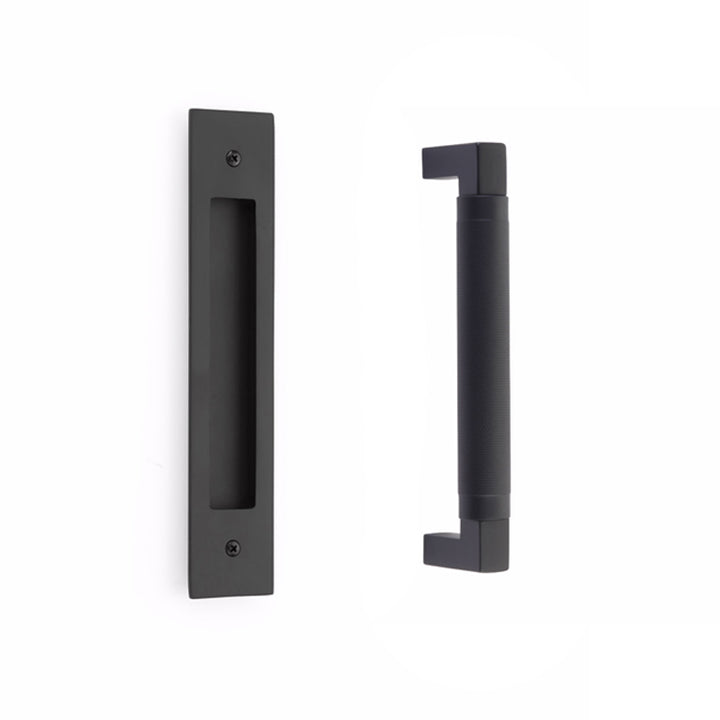 ##Antique Hardware## 10 Inch Solid Brass Modern Rectangular Hercules Knurled Door Pull Set