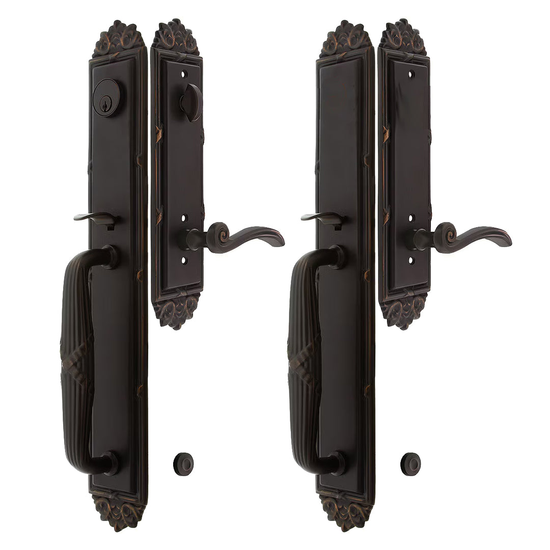 ##Antique Hardware## Solid Brass Imperial Style Double Door Entryway Set