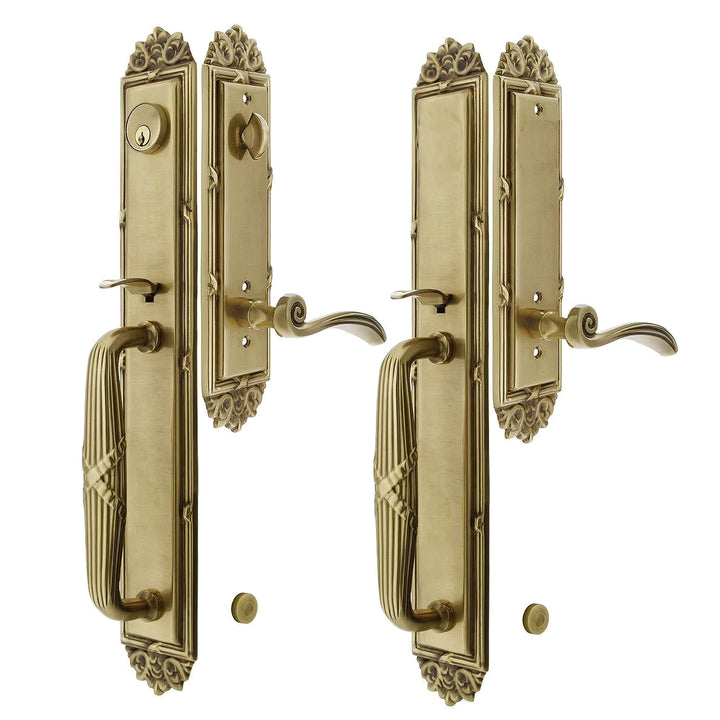 ##Antique Hardware## Solid Brass Imperial Style Double Door Entryway Set