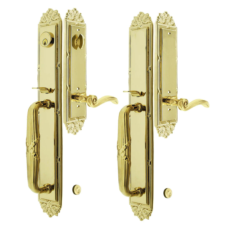 ##Antique Hardware## Solid Brass Imperial Style Double Door Entryway Set