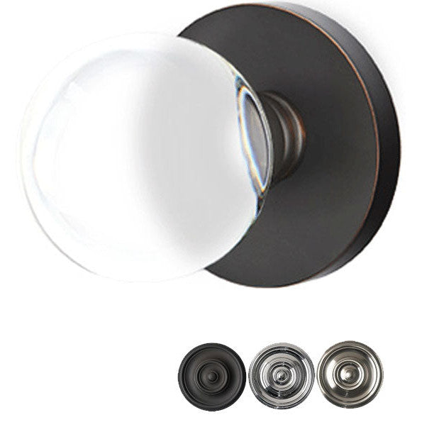 ##Antique Hardware## Crystal Bristol Door Knob Set With Disk Rosette (Several Finish Options)