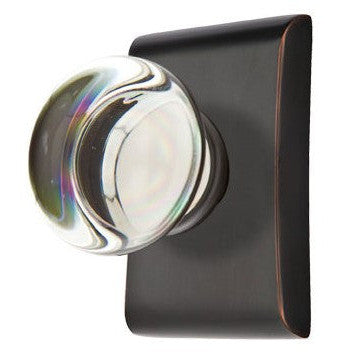 ##Antique Hardware## Emtek Round Crystal Door Knob Set with Rectangular Rosette