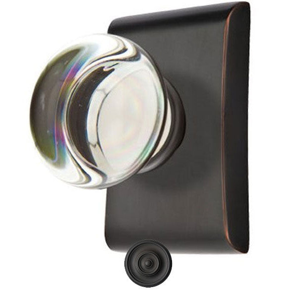 ##Antique Hardware## Emtek Round Crystal Door Knob Set with Rectangular Rosette