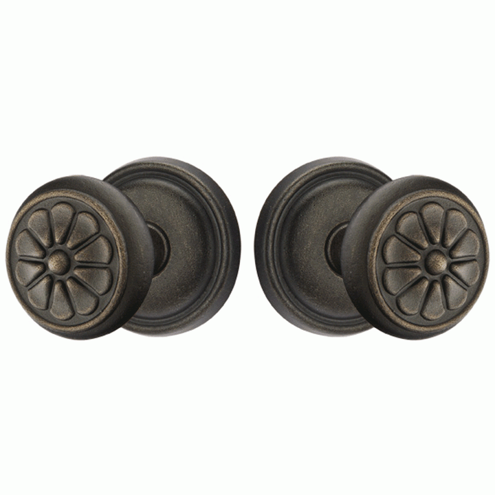 ##Antique Hardware## Solid Brass Lost Wax Petal Door Knob Set With Round Rosette (Several Finish Options)