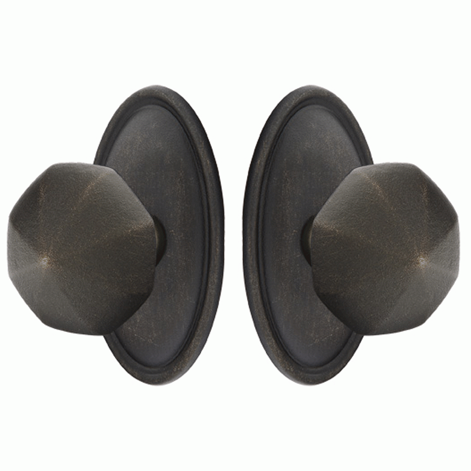 ##Antique Hardware## Solid Brass Lost Wax Octagon Door Knob Set With Oval Rosette (Several Finish Options)