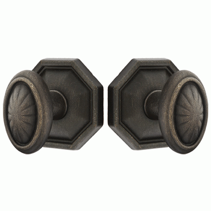 ##Antique Hardware## Solid Brass Lost Wax Parma Door Knob Set With Octagon Rosette (Several Finish Options)