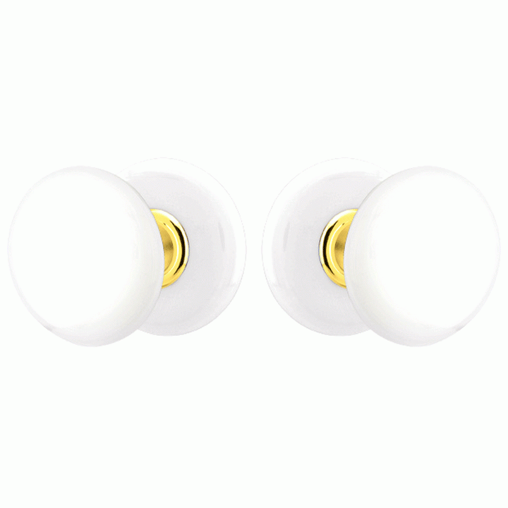 ##Antique Hardware## Ice White Porcelain Door Knob Set With Porcelain Rosette (Several Finish Options)