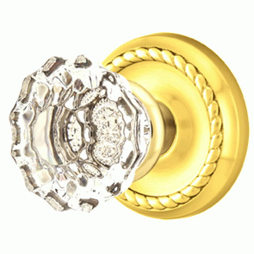 ##Antique Hardware## Crystal Astoria Door Knob Set With Rope Rosette (Several Finish Options)