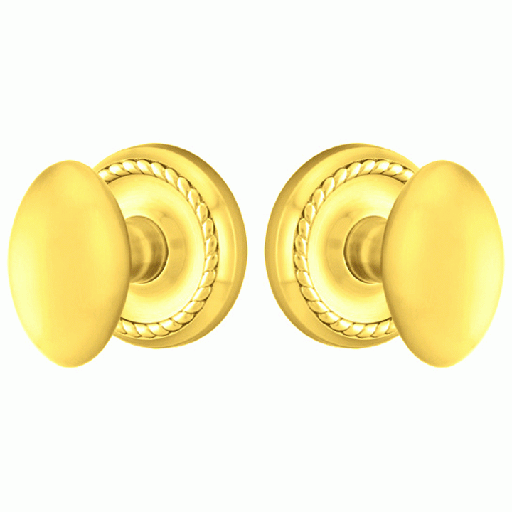 ##Antique Hardware## Solid Brass Egg Door Knob Set With Rope Rosette (Several Finish Options)