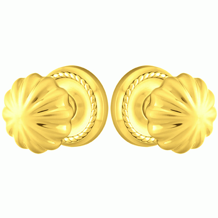 ##Antique Hardware## Solid Brass Melon Door Knob Set With Rope Rosette (Several Finish Options)