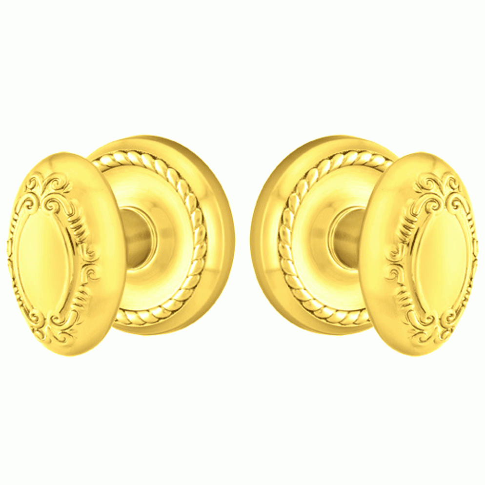 ##Antique Hardware## Solid Brass Victoria Door Knob Set With Rope Rosette (Several Finish Options)