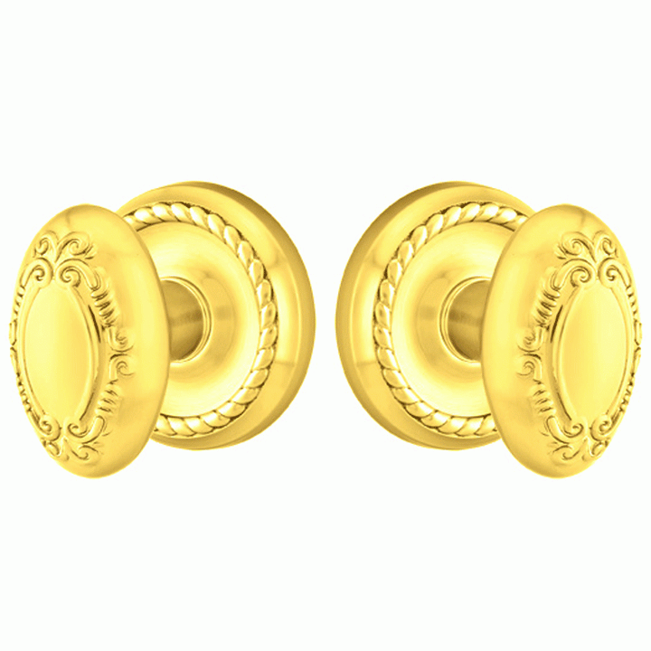 ##Antique Hardware## Solid Brass Victoria Door Knob Set With Rope Rosette (Several Finish Options)