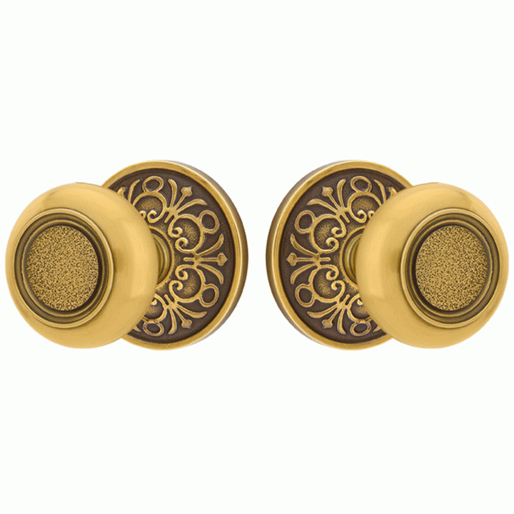 ##Antique Hardware## Solid Brass Belmont Door Knob Set With Lancaster Rosette (Several Finish Options)