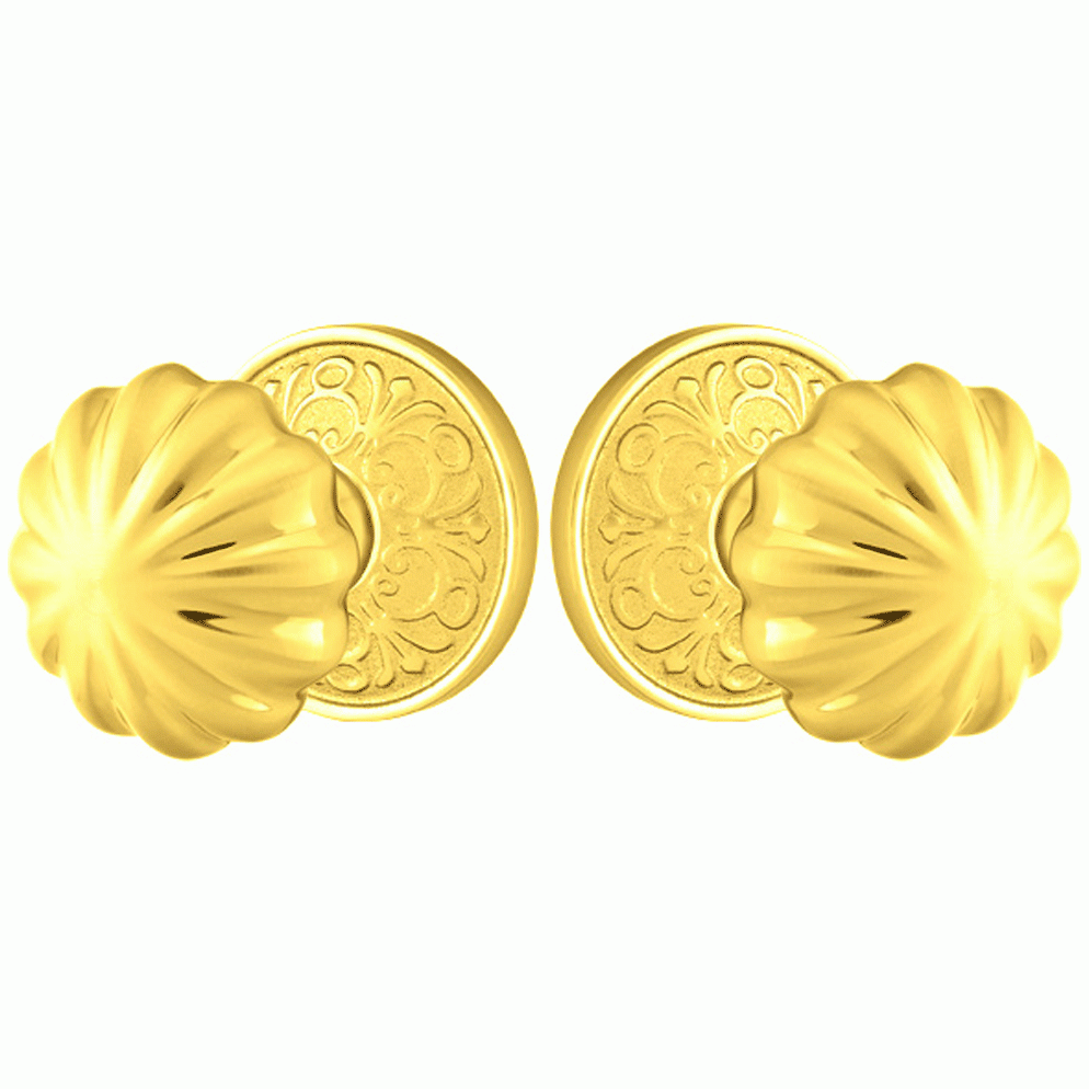 ##Antique Hardware## Solid Brass Melon Door Knob Set With Lancaster Rosette (Several Finish Options)