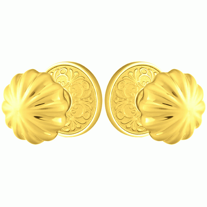 ##Antique Hardware## Solid Brass Melon Door Knob Set With Lancaster Rosette (Several Finish Options)