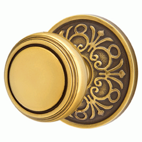 ##Antique Hardware## Solid Brass Norwich Door Knob Set With Lancaster Rosette (Several Finish Options)