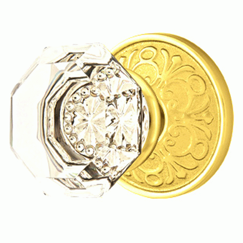 ##Antique Hardware## Emtek Crystal Old Town Clear Door Knob Set With Lancaster Rosette (Several Finish Options)