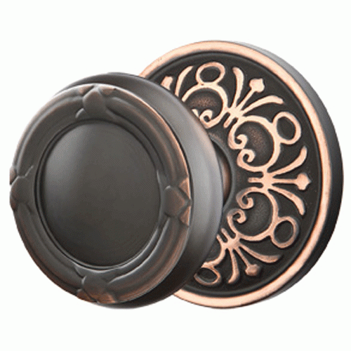 ##Antique Hardware## Solid Brass Ribbon & Reed Door Knob Set With Lancaster Rosette (Several Finish Options)