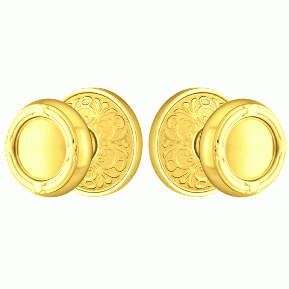 ##Antique Hardware## Solid Brass Ribbon & Reed Door Knob Set With Lancaster Rosette (Several Finish Options)