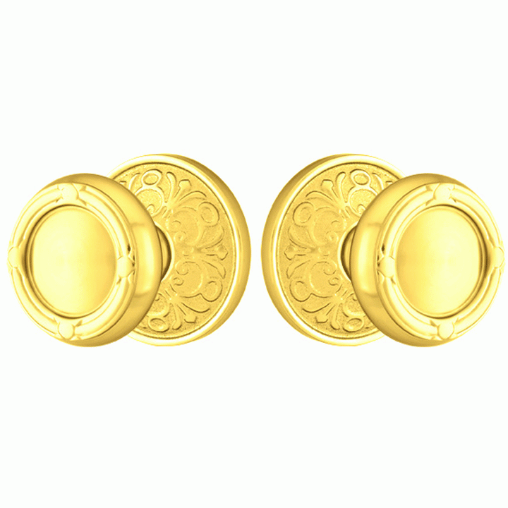 ##Antique Hardware## Solid Brass Ribbon & Reed Door Knob Set With Lancaster Rosette (Several Finish Options)
