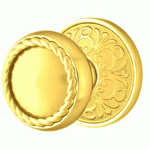##Antique Hardware## Solid Brass Rope Door Knob Set With Lancaster Rosette (Several Finish Options)