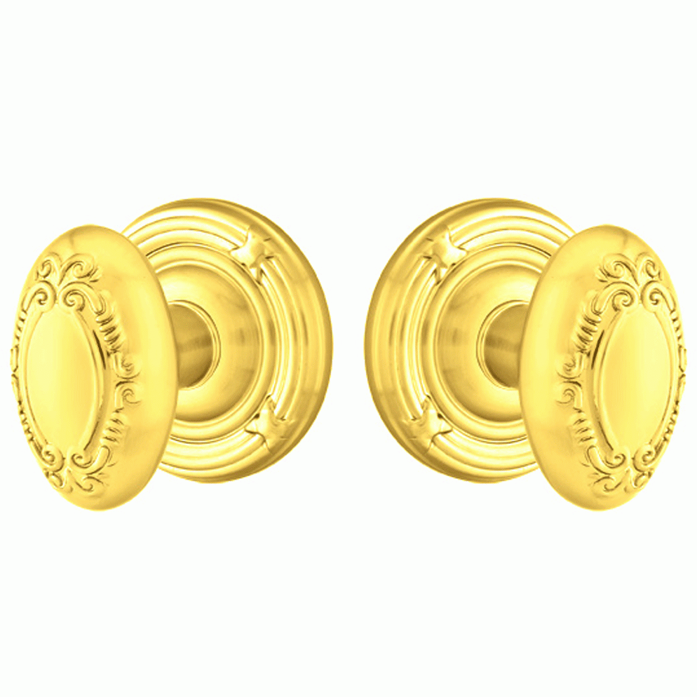 ##Antique Hardware## Solid Brass Victoria Door Knob Set With Ribbon & Reed Rosette (Several Finish Options)