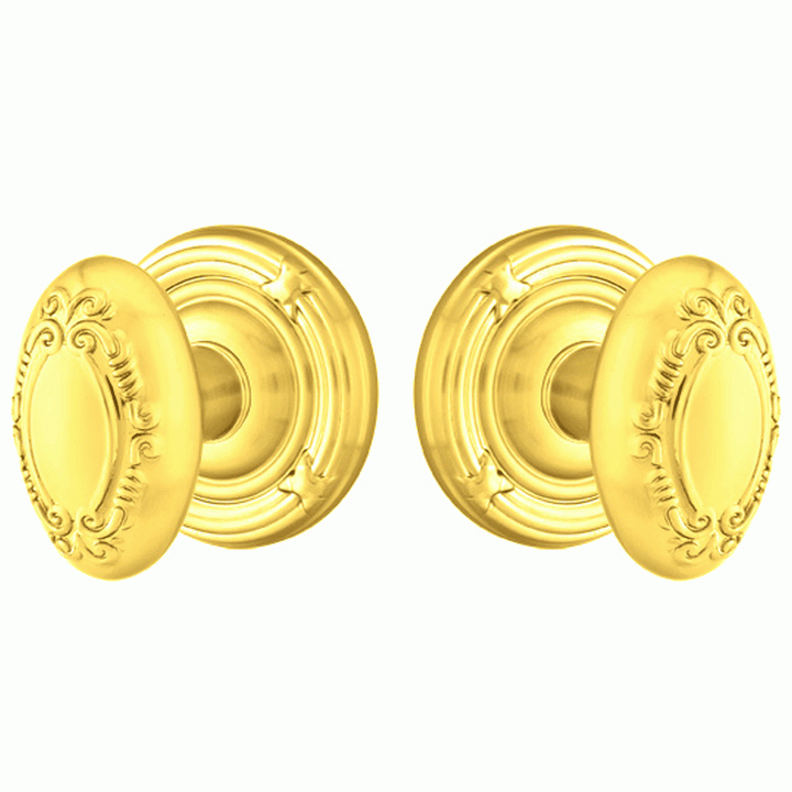 ##Antique Hardware## Solid Brass Victoria Door Knob Set With Ribbon & Reed Rosette (Several Finish Options)