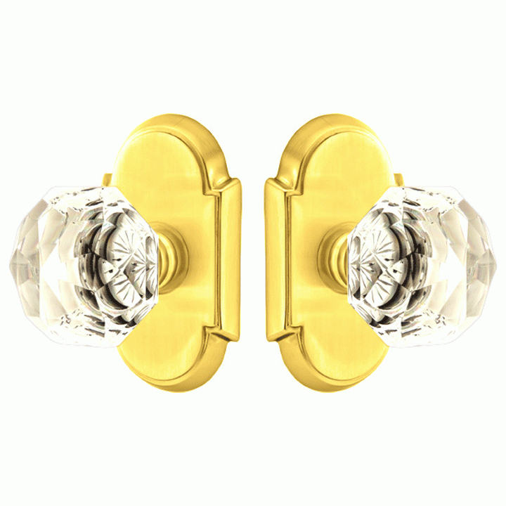 Antique Hardware Diamond Crystal Door Knob Set With # 8 Rosette (Several Finish Options) EMTEK GLASS CRYSTAL DIAMOND DOOR KNOB