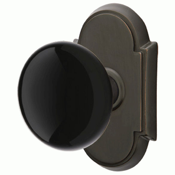 ##Antique Hardware## Black Porcelain Ebony Door Knob Set With # 8 Rosette (Several Finish Options)