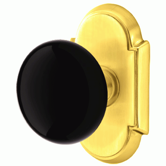##Antique Hardware## Black Porcelain Ebony Door Knob Set With # 8 Rosette (Several Finish Options)