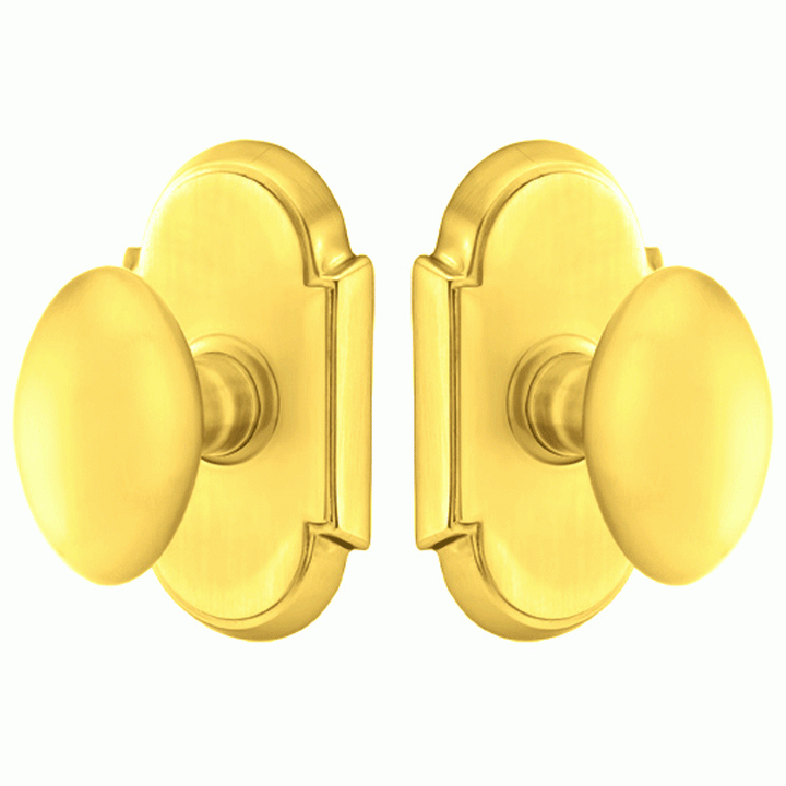 ##Antique Hardware## Solid Brass Egg Door Knob Set With # 8 Rosette (Several Finish Options)