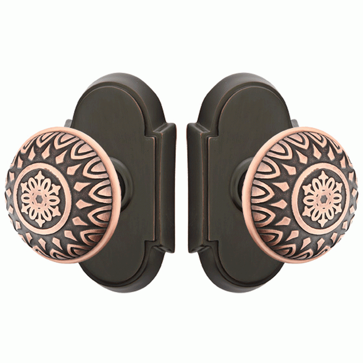 ##Antique Hardware## Solid Brass Lancaster Door Knob Set With # 8 Rosette (Several Finish Options)