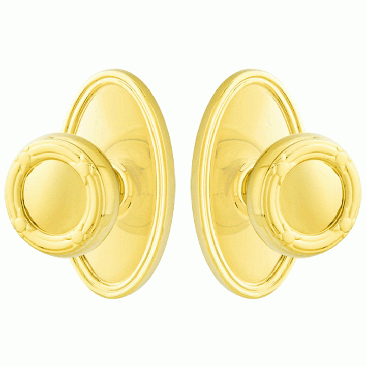 ##Antique Hardware## Solid Brass Ribbon & Reed Door Knob Set With Oval Rosette (Several Finish Options)