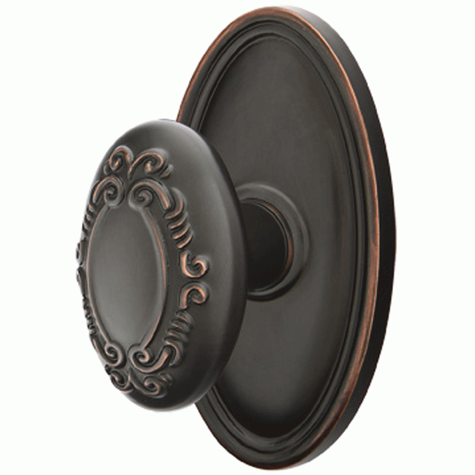 ##Antique Hardware## Solid Brass Victoria Door Knob Set With Oval Rosette (Several Finish Options)