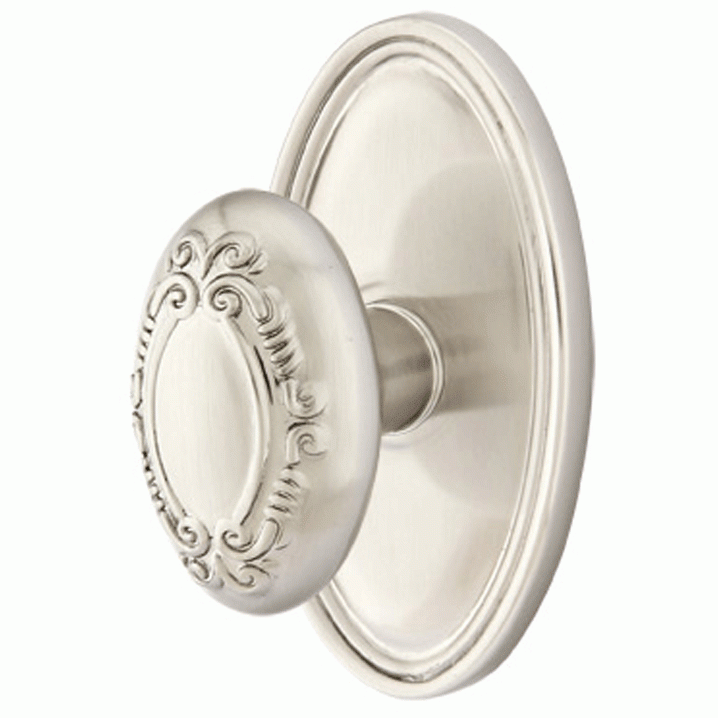 ##Antique Hardware## Solid Brass Victoria Door Knob Set With Oval Rosette (Several Finish Options)