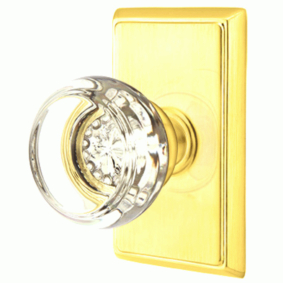 ##Antique Hardware## Crystal Door Hardware - Georgetown Privacy Door Knob with Rectangular Rose in Flat Black - 8221GTUS19 - Emtek Hardware