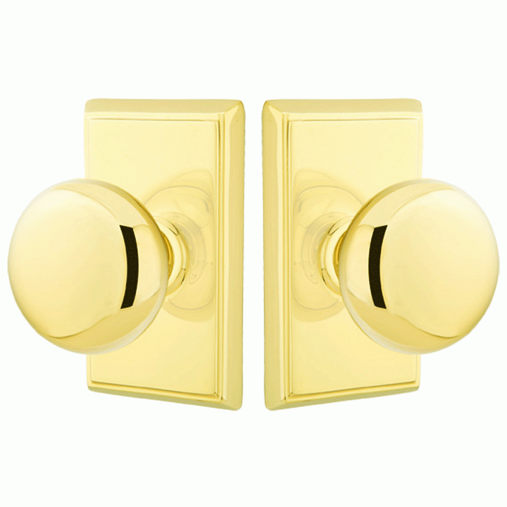##Antique Hardware## Solid Brass Providence Door Knob Set With Rectangular Rosette (Several Finish Options)