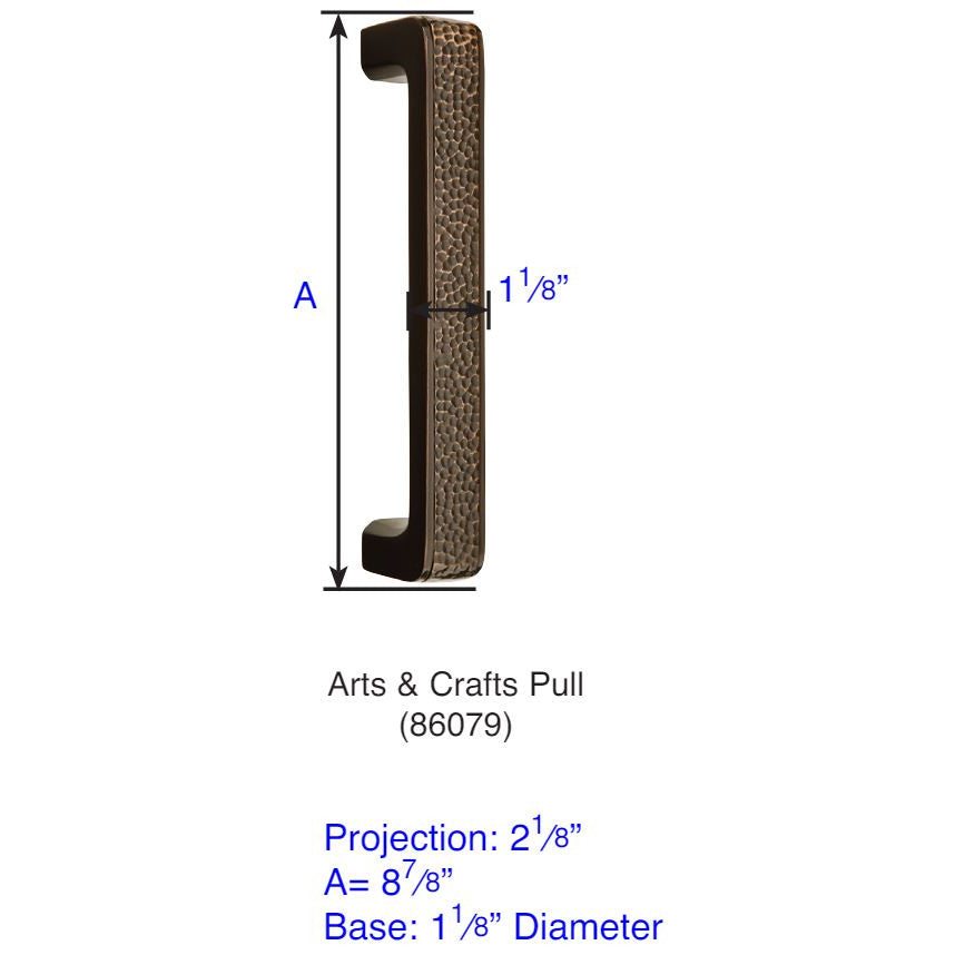 ##Antique Hardware## 8 7/8 Inch Solid Brass Arts & Crafts Pull